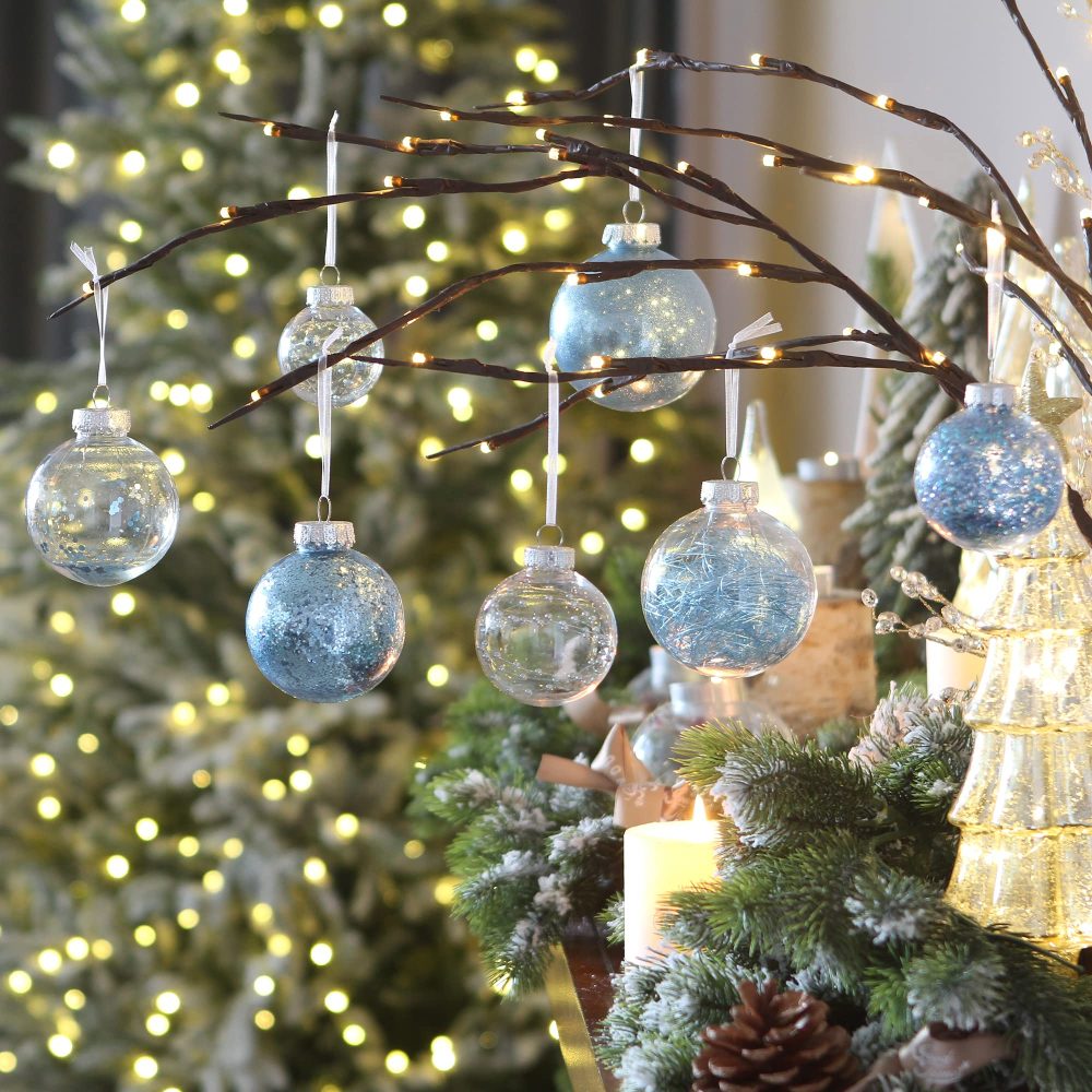 Sea Team 60mm/2.36" Shatterproof Clear Plastic Christmas Ball Ornaments Decorative Xmas Balls Baubles Set with Stuffed Delicate Decorations (30 Counts, Blue) - Image 7
