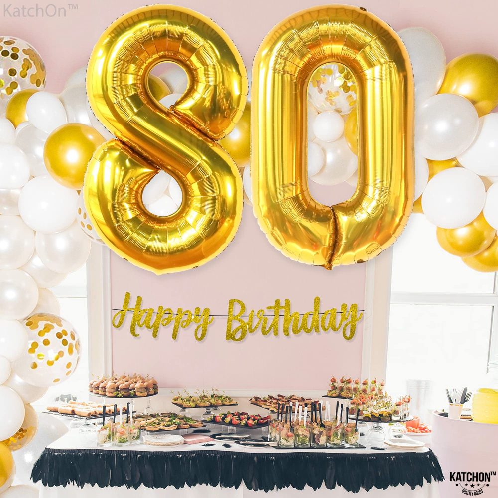 KatchOn, Gold 80th Birthday Balloons - 40 Inch | Gold 80 Balloon for 80th Birthday Decorations For Men | 80th Birthday Decorations For Women | 80 Gold Balloon Number, 80th Birthday Party Supplies - Image 4