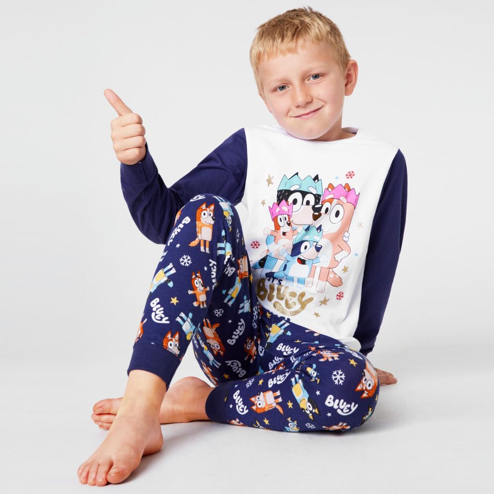 Bluey Christmas Matching Family Pyjamas - Xmas Matching PJs for Women, Men, Teens, Kids Lounge Wear Sets (White/Blue Kids, 18-24 Months) - Image 6
