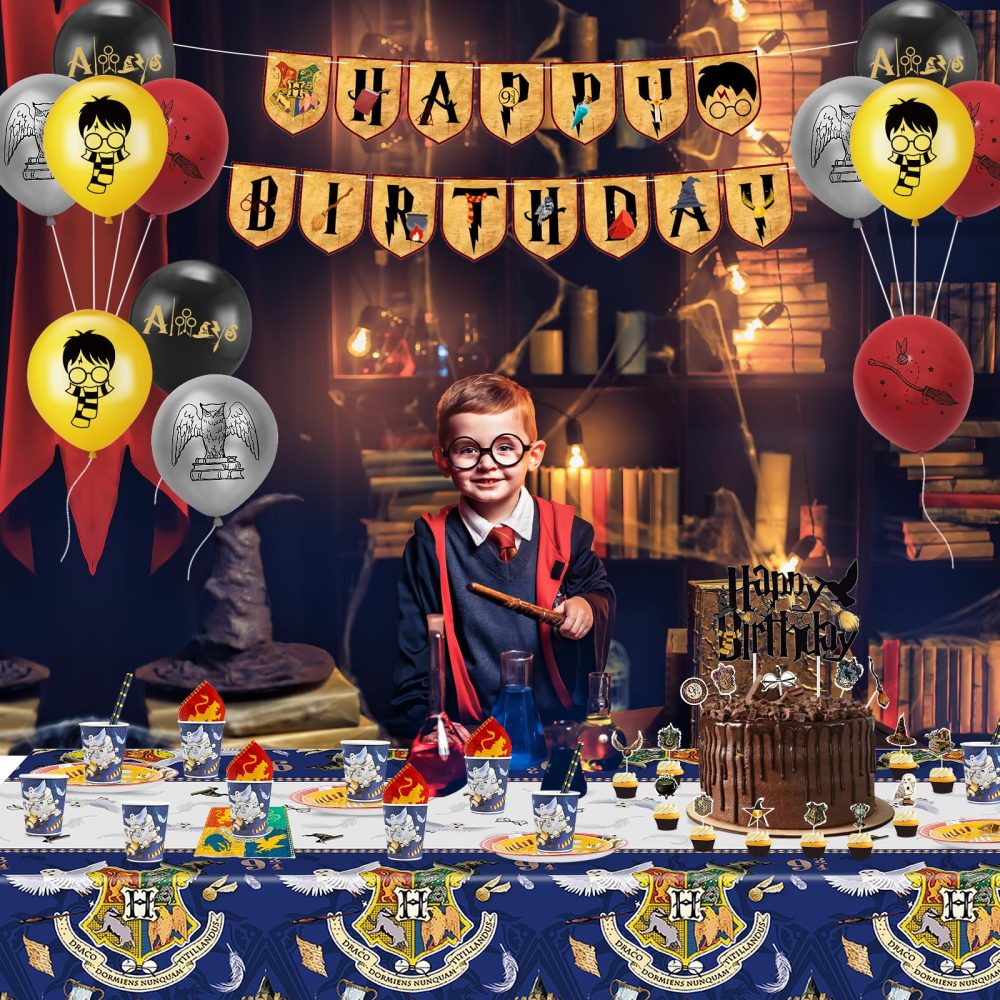 Magical Wizard Party Tableware Set Wizard Party Supplies Wizard Birthday Party Paper Plates Cups Napkins Table Cloth Birthday Banner Balloons Magical Wizard Birthday Party Decorations Supplies - Image 3