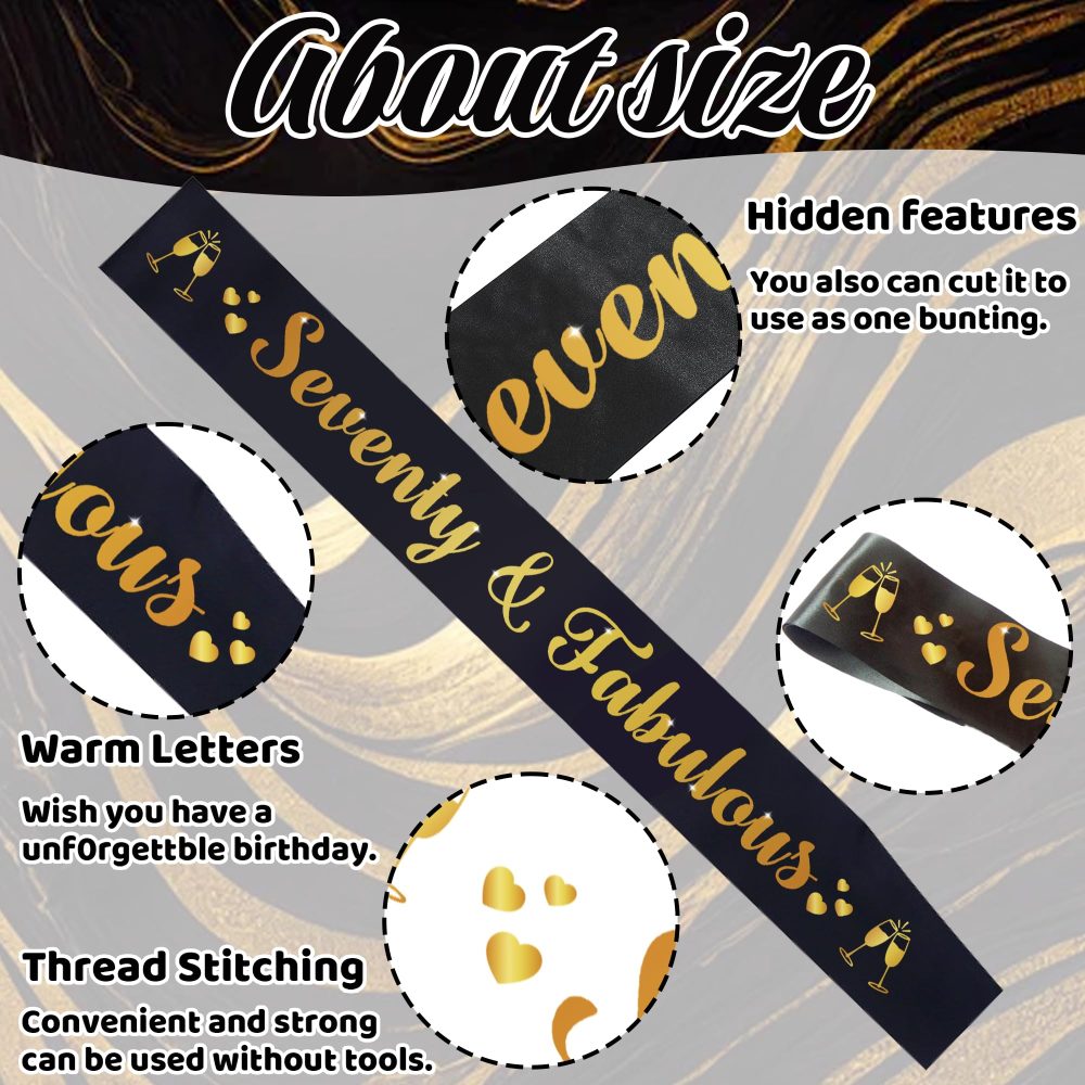 70th Birthday Decorations for Men - Black and Gold Party Balloon Banner Decor Set with 70th Birthday Yard Banners Confetti Latex Balloons Happy Birthday Cake Topper for Men 70 Years Old Party Supplies - Image 6