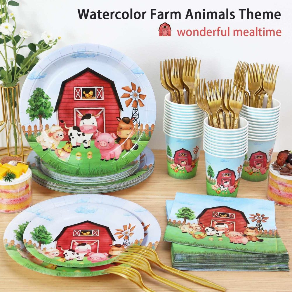 Heboland Farm Party Decorations Tableware Set for 25 Guests, Farm Birthday Party Supplies 125 Pieces Farm Animal Party Decorations Plates Cups and Napkins for Boy Kids Birthday Party Supplies - Image 3