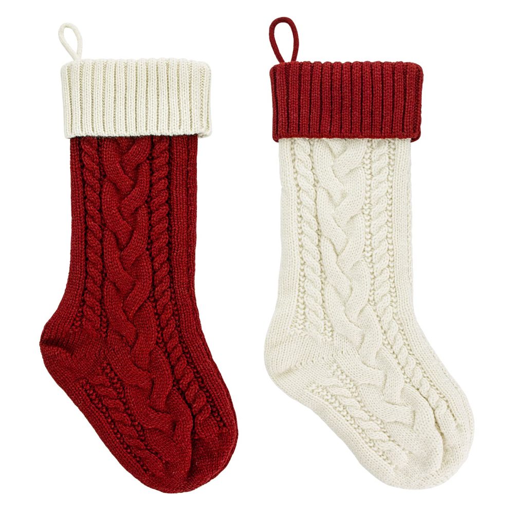 Covienapp 18 in Knit Christmas Stockings Red Christmas Socks Large Xmas Stockings Hanging Gift Bag Socks for Home Decor Christmas Tree Christmas Fireplace