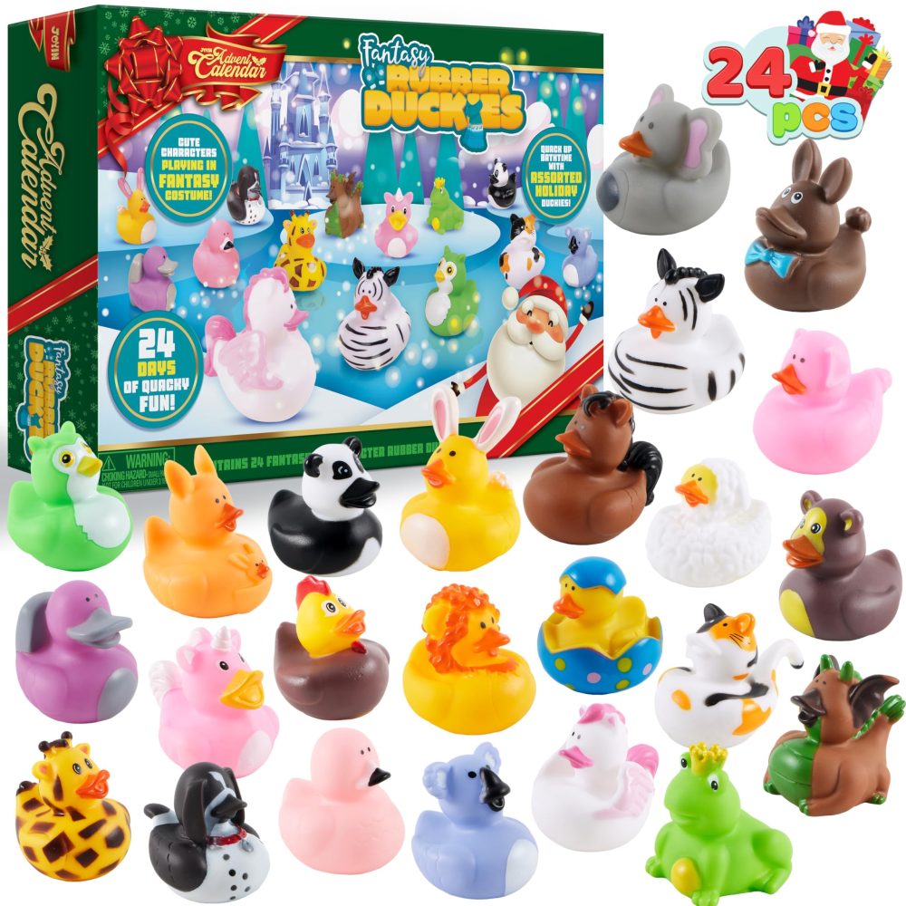 JOYIN 24 Days Christmas Advent Calendar 2024 with 24 Animal Rubbers for Kids Toddlers, 24 Days Countdown Advent Calendar
