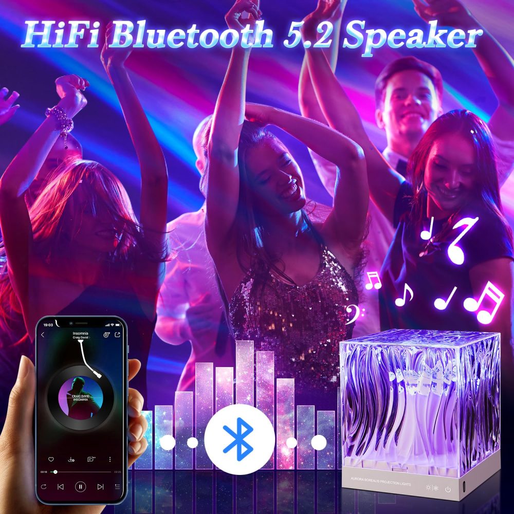 One Fire Northern Lights Projector, 18 Colors RGB Lights, 15 White Noise Kids Night Light, Bluetooth Galaxy Projector, 10 Brightness Led Lights+Timer,Party Lights, Gifts for Girls, Teen Girl Gifts - Image 6