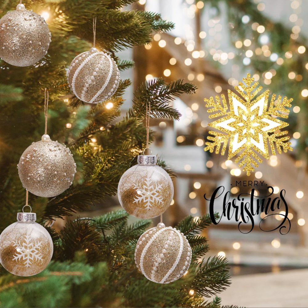 Christmas baubles-9PCS 8cm Christmas ball, champagne Christmas ornament, for Christmas tree decorations - Image 6