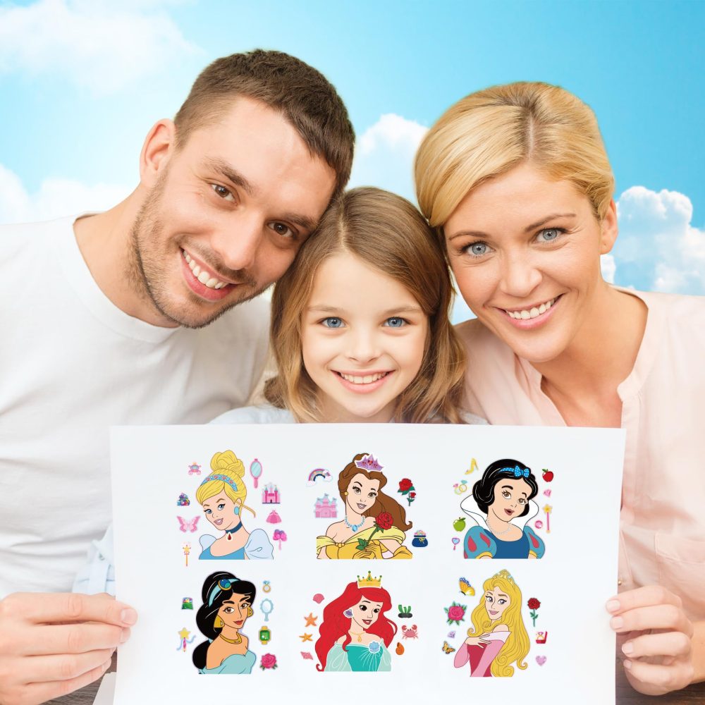 24 PCS Princess DIY Stickers Gift Set for Kids, Princess Theme Make a Face Art Craft Birthday Party Decorations, Make Your Own Sticker for Party Goodie Bags, Princess Party Supplies Party Favours - Image 3