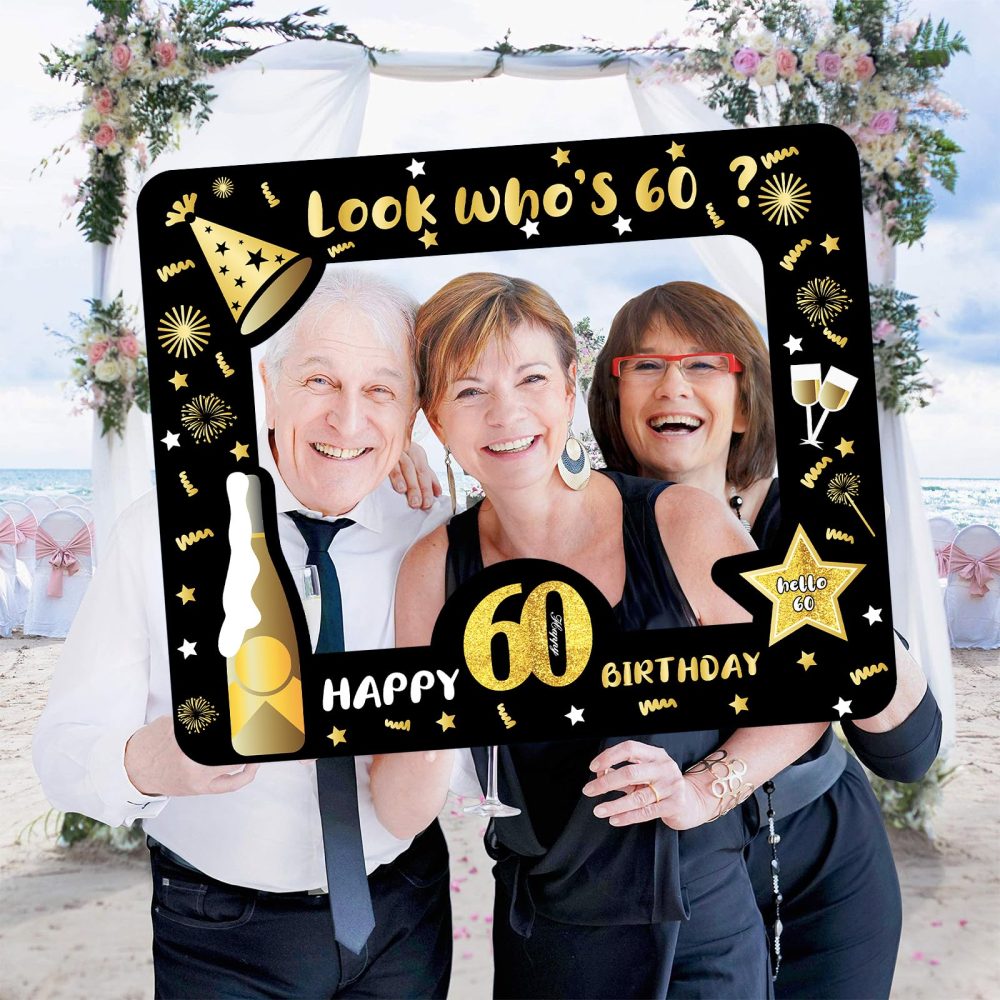 60th Birthday Photo Booth Props,Black Gold Inflatable Selfie Frame Picture Frame,Giant Inflatable Party Photo Booth Frame for 60th Birthday Party Decorations Supplies Men Women Favor Gift - Image 4