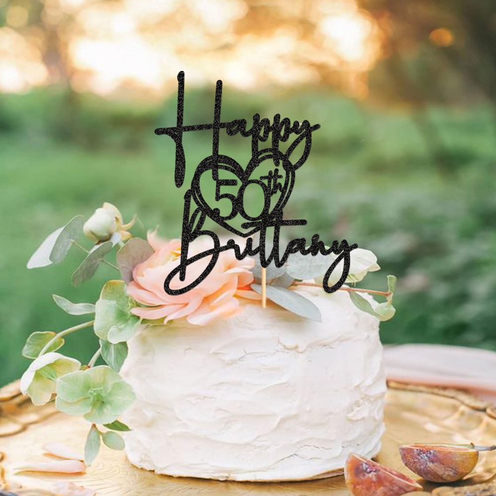 Blumomon 3 Pcs Black Happy 50th Birthday Cake Toppers 50th Birthday Party Cake Topper 50 Cake Topper 50th Birthday Decorations for 50th Birthday Party Decoration Supplies - Image 4