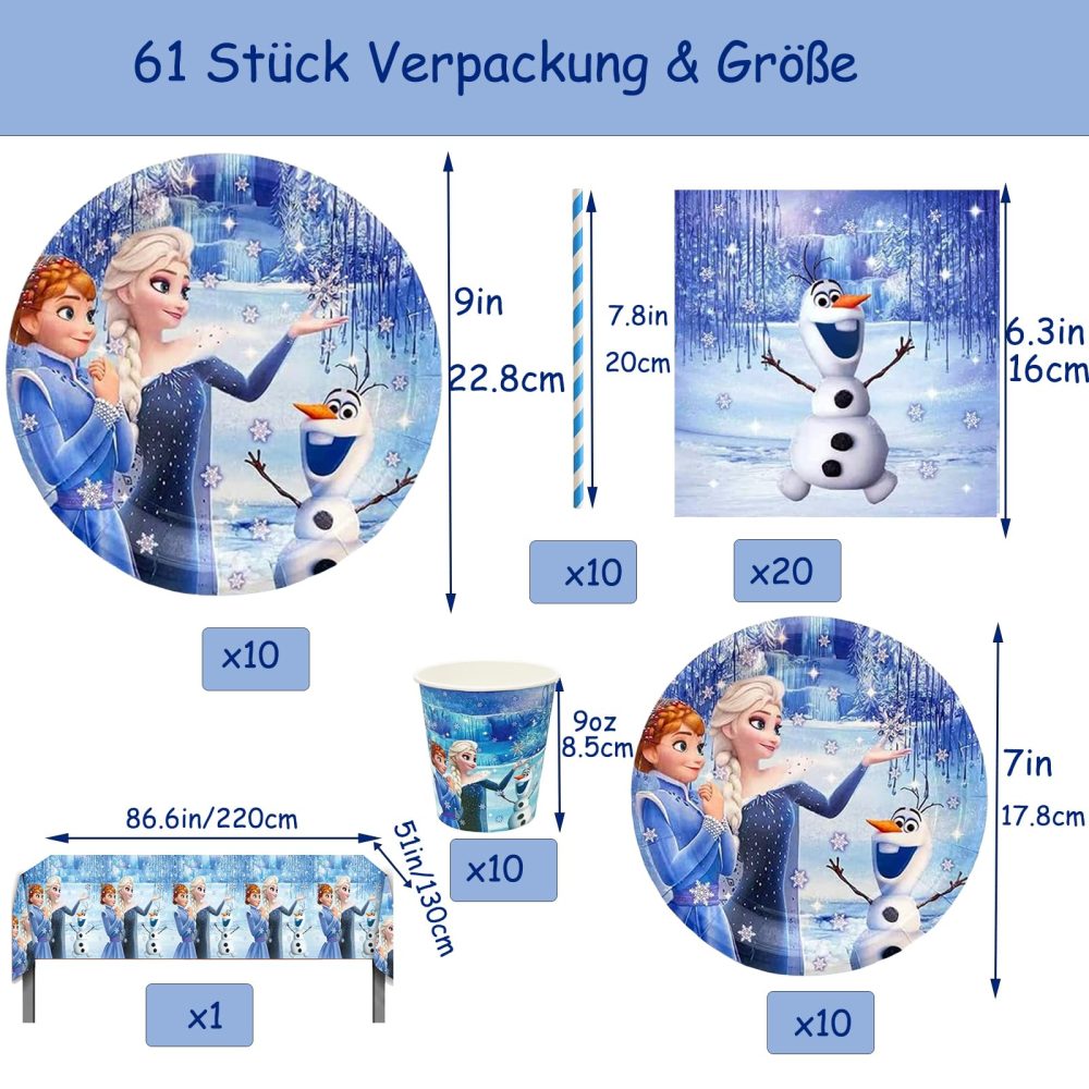 60 Pieces Frozen Birthday Decoration Party Tableware Set, Girls Frozen Birthday Decoration Tableware Party Accessories Supplies, Frozen Birthday Party Plates, Napkins, Cups for Girls Party Decoration - Image 5