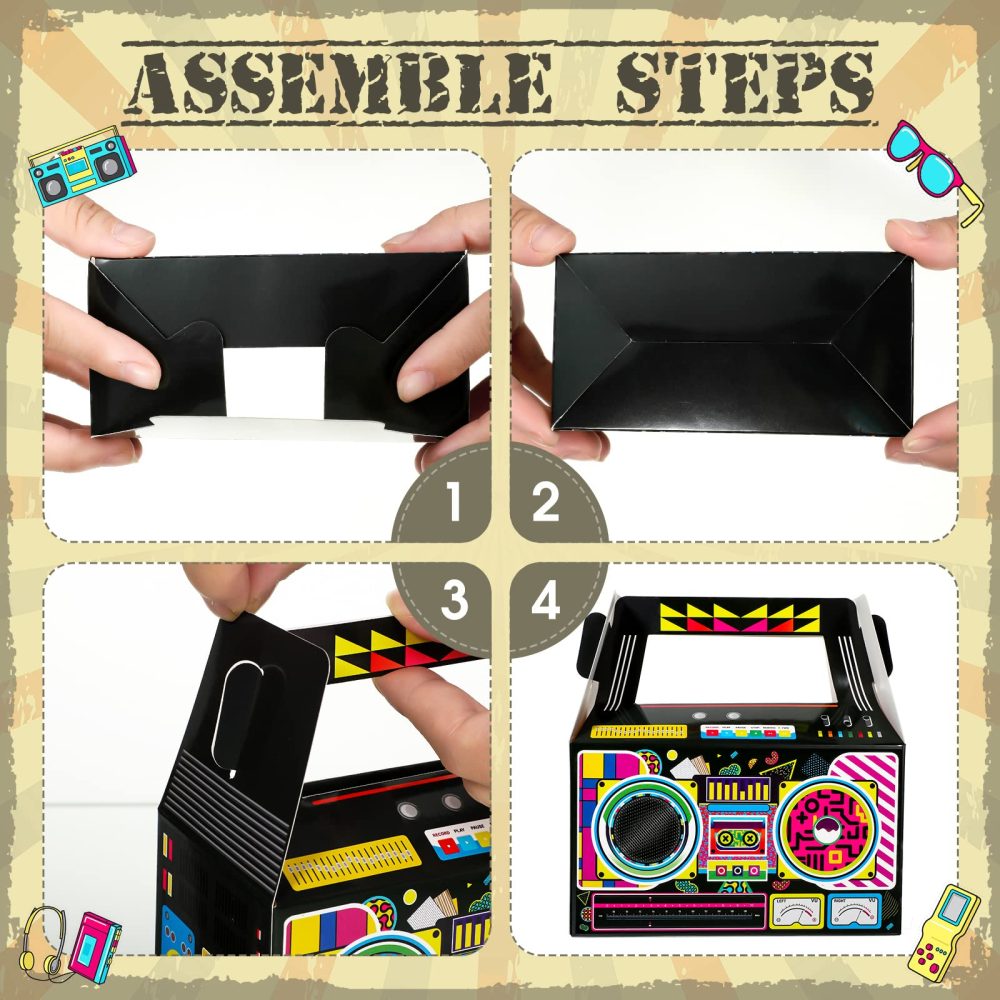 Zonon 24 Pcs 80s Party Favors Boxes 80s 90s Novelty Boom Box Party Decoration Gift Treat Goodie Candy for Party Favor Retro Radio Hip Hop Theme Table Centerpieces(New 80s) - Image 6