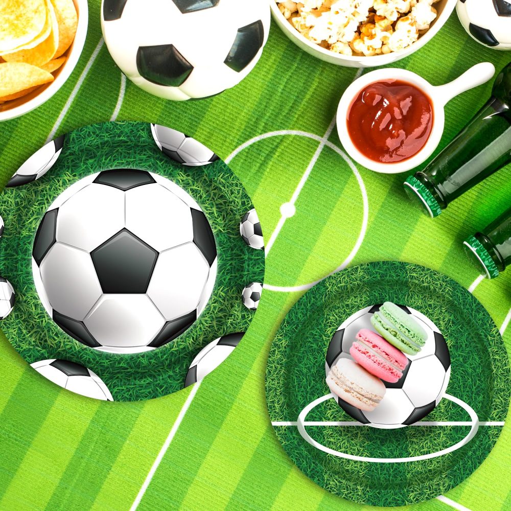 123 Pcs Football Party Supplies Football Party Decorations Sports Theme Birthday Decor Football Birthday Party Supplies Football Theme Tableware Set - Plates, Napkins, Tablecloths, Banner Serves 40 - Image 2