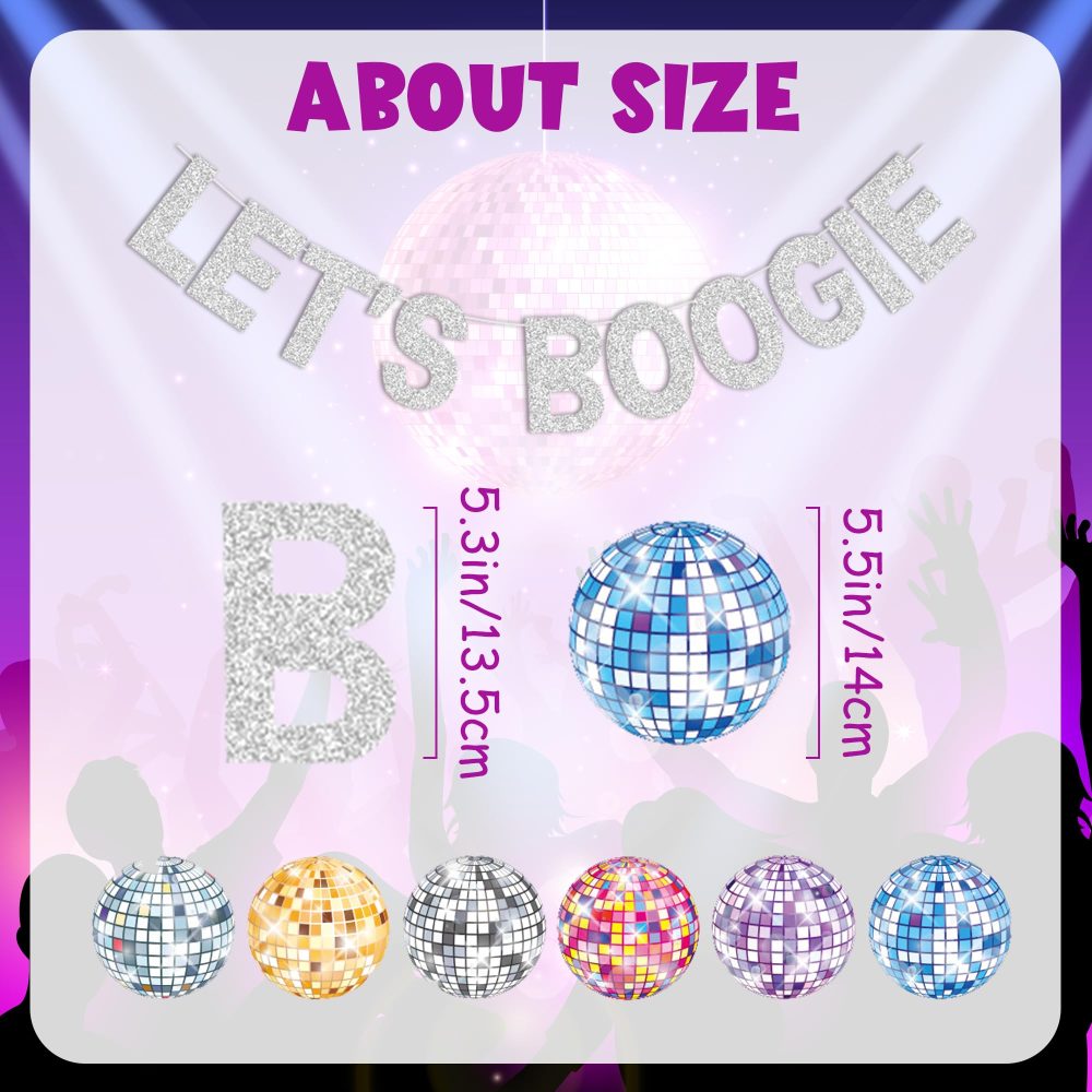 70s Disco Party Hanging Swirls - 41 Pieces 70s Party Decorations Lets Boogie Banner Silber Gelb Violett Bunt Disco Ball Ceiling Hanging Swirls For Retro Disco Party 70's Birthday Hippie Party Decor - Image 6