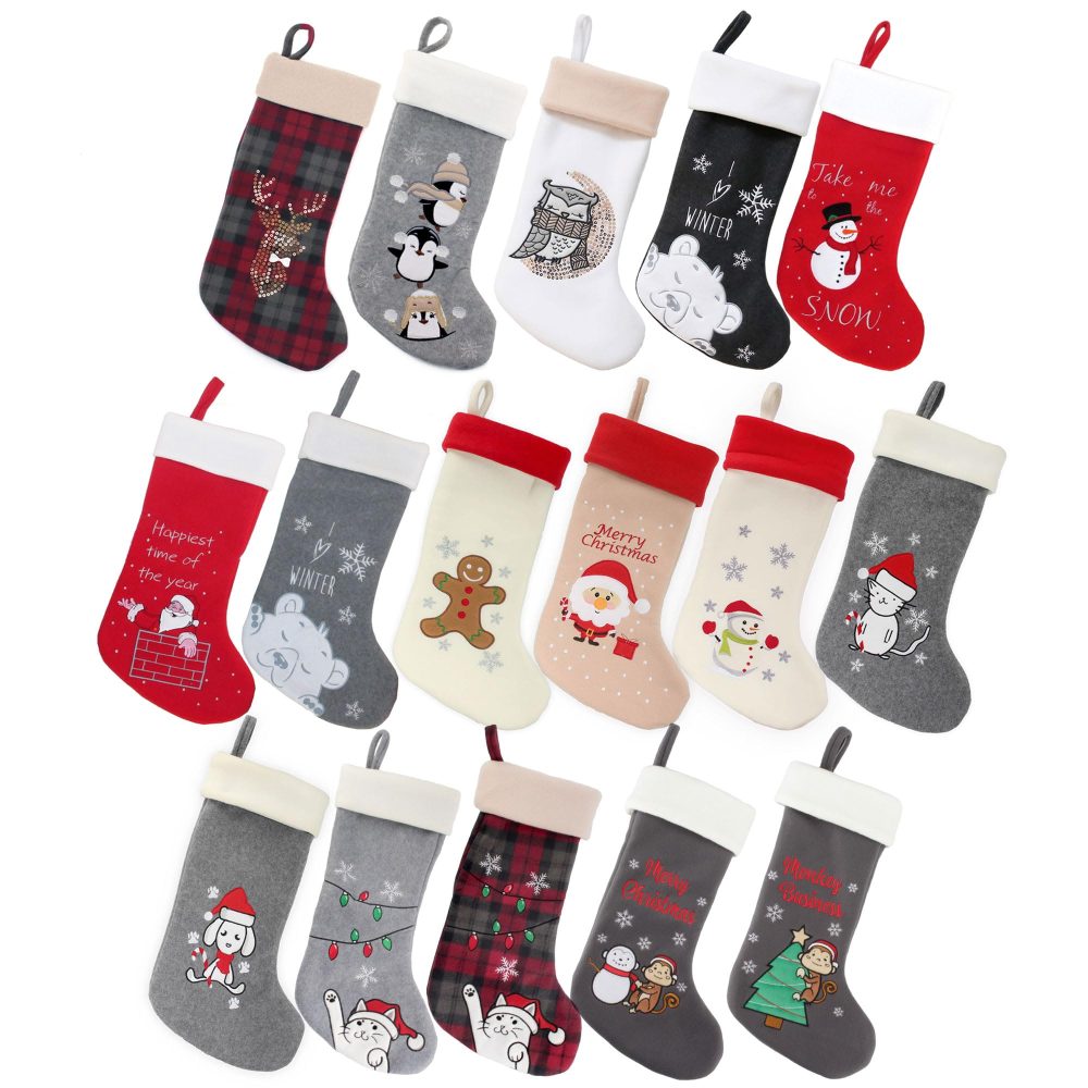 BambooMN 1 Pc Set 18" Classic Hand Embroidered Sequined Cute Animal Christmas Stocking, 02 Penguin - Image 2