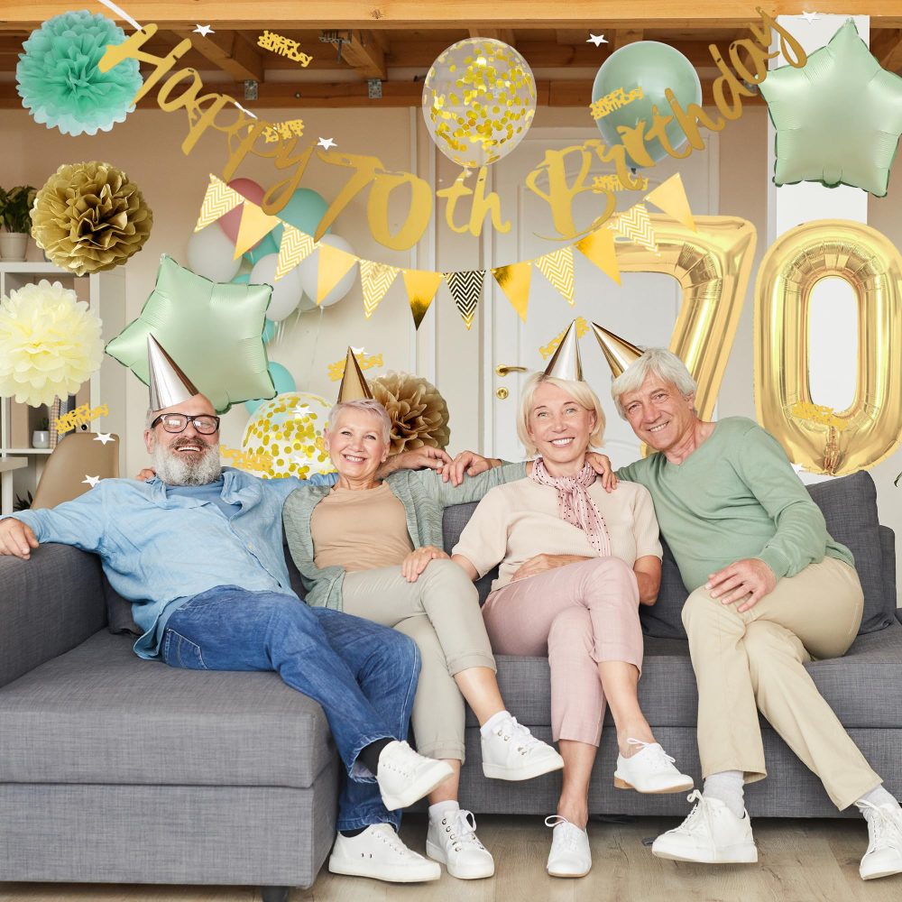 Sage Green 70th Birthday Decorations - Gold and Green 70th Party Supplies Includes Pull Flag Cake Topper Cupcake Topper Latex Balloons 70th Birthday Balloons for Women Men 70th Birthday - Image 4