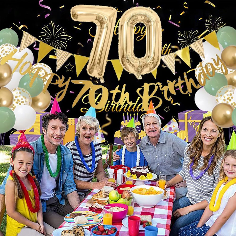 70th Birthday Decorations, Sage Green Birthday Decoration Set with Happy 70th Birthday Banner 70th Birthday Cake Decoration Number 70 Balloon for Men Women 70 Years Old Birthday (70th Birthday) - Image 4