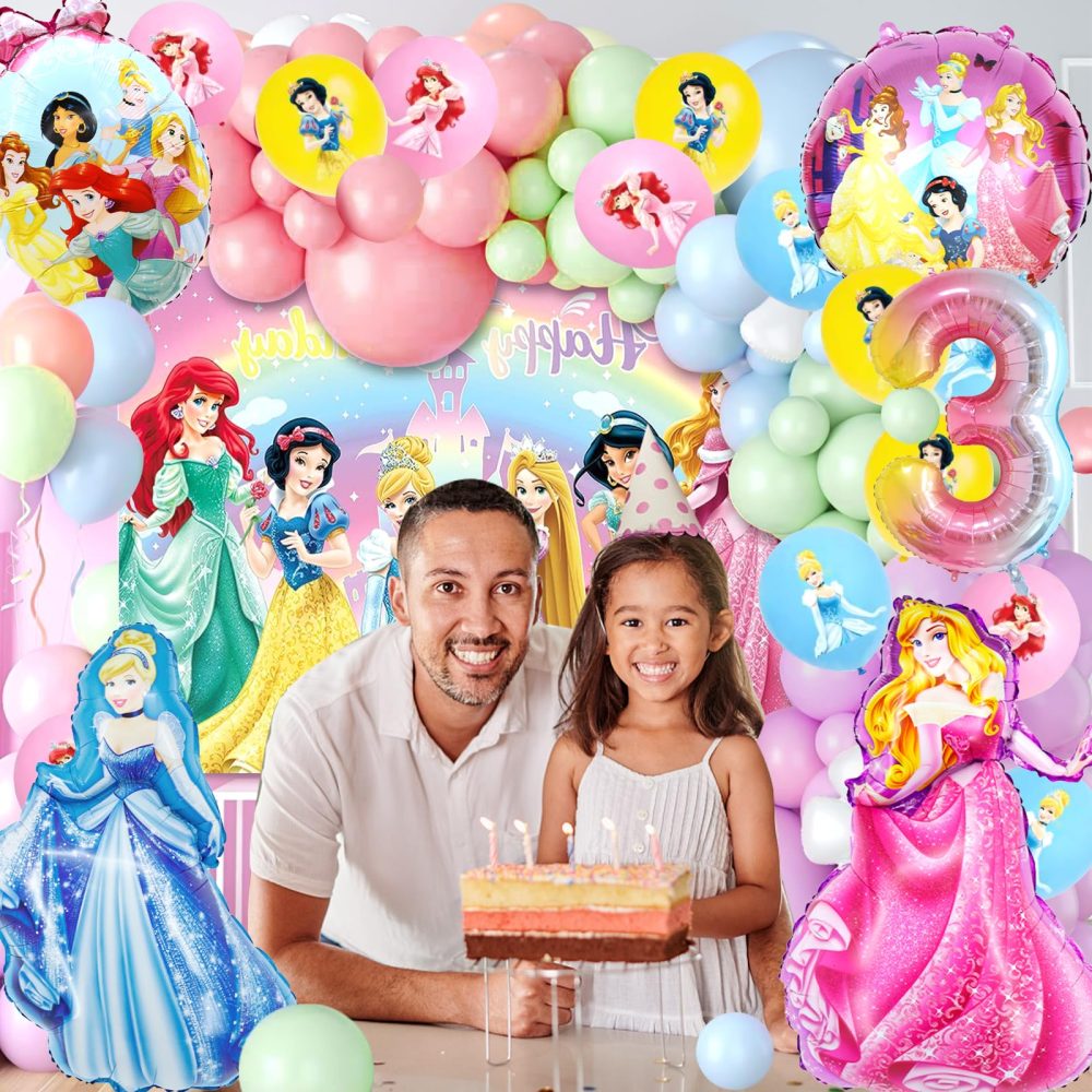 73Pcs Princess Balloons,Princess Party Decorations,Princess Birthday Decorations 3rd Girls,Foil Balloons,Princess Latex Balloons,Princess Themed Decorations for Girl’s Birthday - Image 4