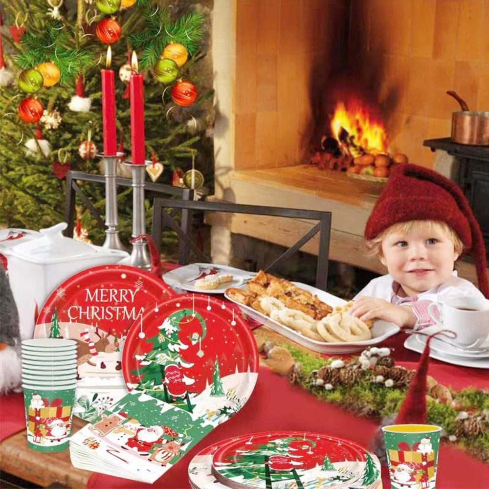 Christmas Party Paper Cups,16Pcs Green Winter Snowflakes Santa,Snowman,Elk,Gingerbread Man Disposable Paper Cups Christmas Tableware Decor for Winter Holiday Birthday Xmas Party Supplies Decorations - Image 4