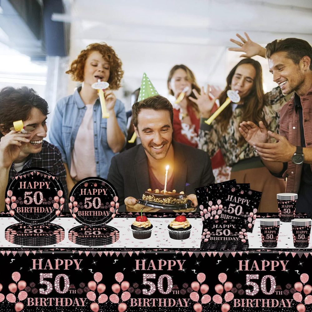 50th Serviettes Napkins,Black Rose and Gold Serviettes 50th Birthday Napkins for Women Women,20Pcs Napkins Disposable Tableware,Tissue Luncheon Paper Napkin for Women,Kids 50th Birthday Party Supplies - Image 4