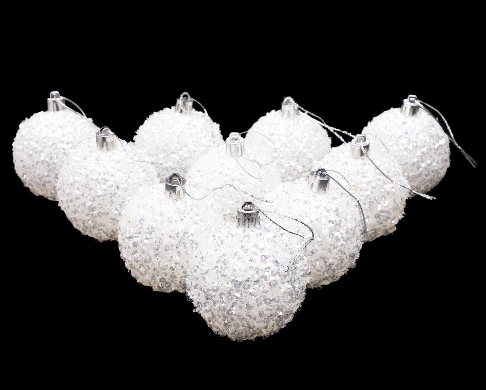 Christmas Concepts® Pack of 10-60mm Christmas Tree Baubles - Iridescent White Sparkle Baubles - Image 3