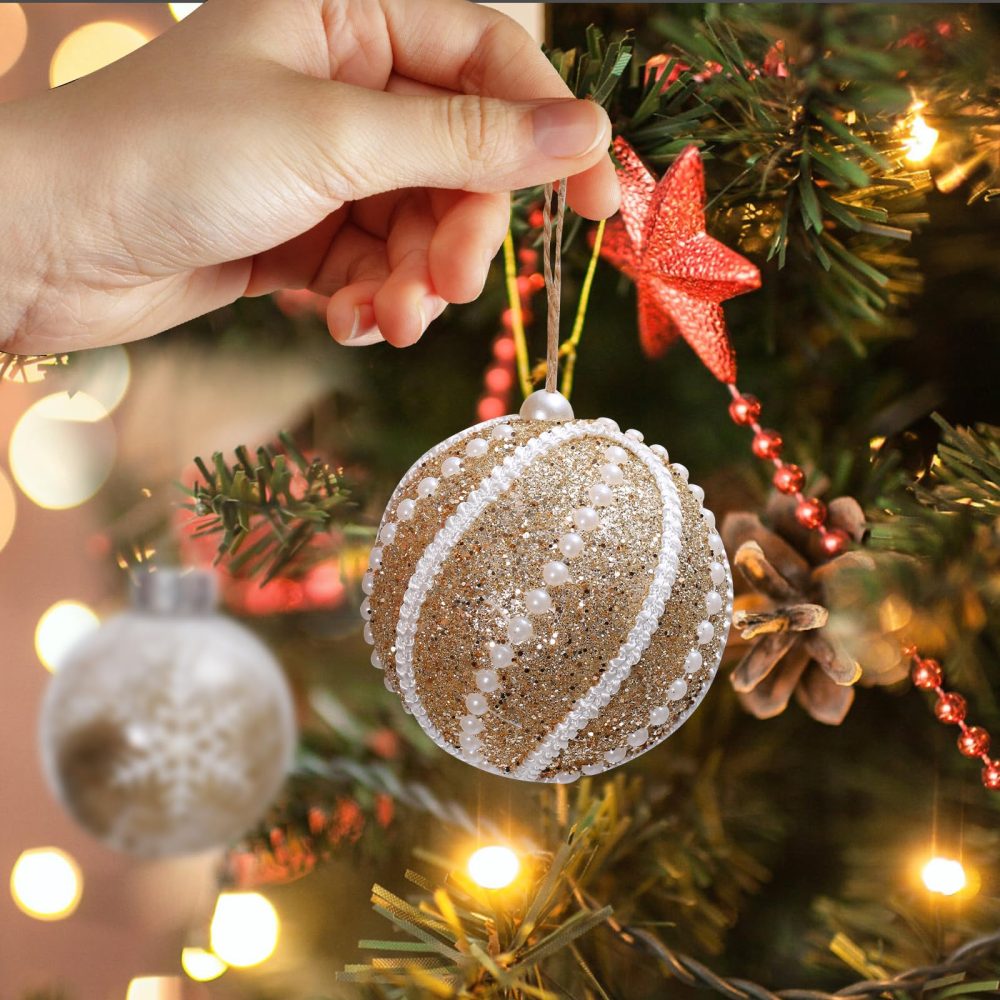 Christmas baubles-9PCS 8cm Christmas ball, champagne Christmas ornament, for Christmas tree decorations - Image 4