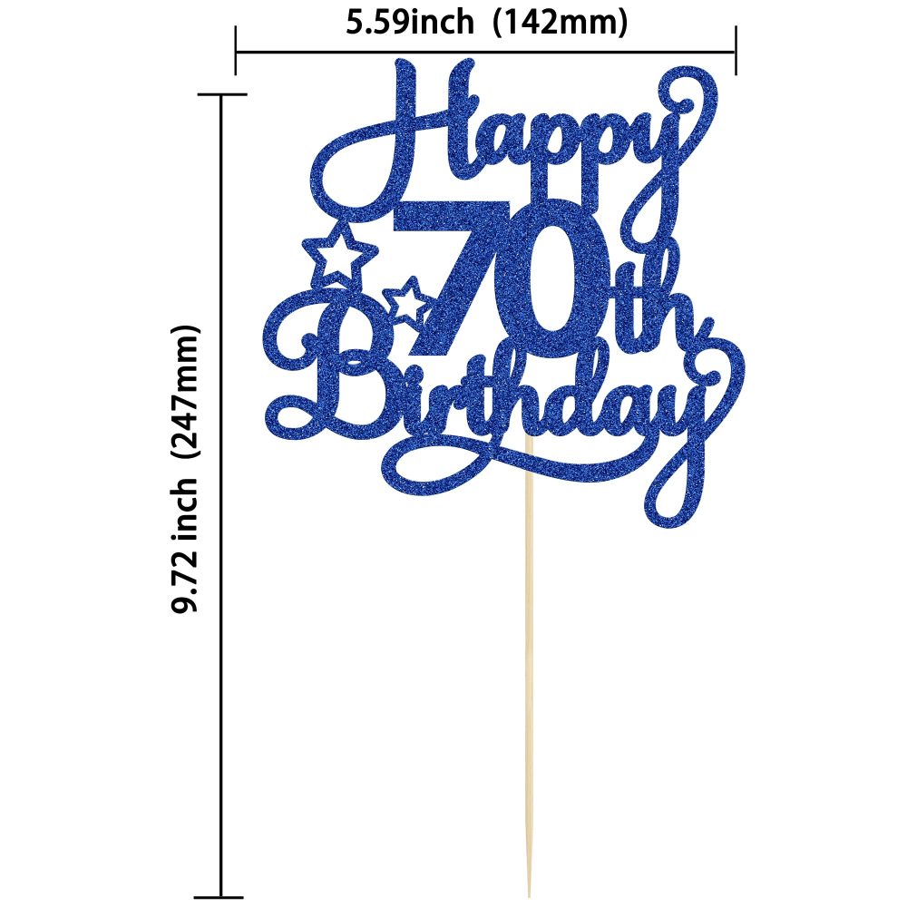 1 Pack Happy 70th Birthday Cake Topper Blue Glitter 70 & Fabulous Cheers to 70 Years Old 70th Birthday Cake Pick for Celebrating 70th Birthday Anniversary Party Cake Decorations Supplies - Image 7