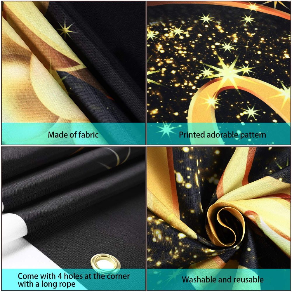 50th Anniversary Decorations, Extra Large Fabric Black Gold Sign Poster for 50th Anniversary Backdrop Photo Booth Background Banner 50th Birthday Party Supplies - Image 2