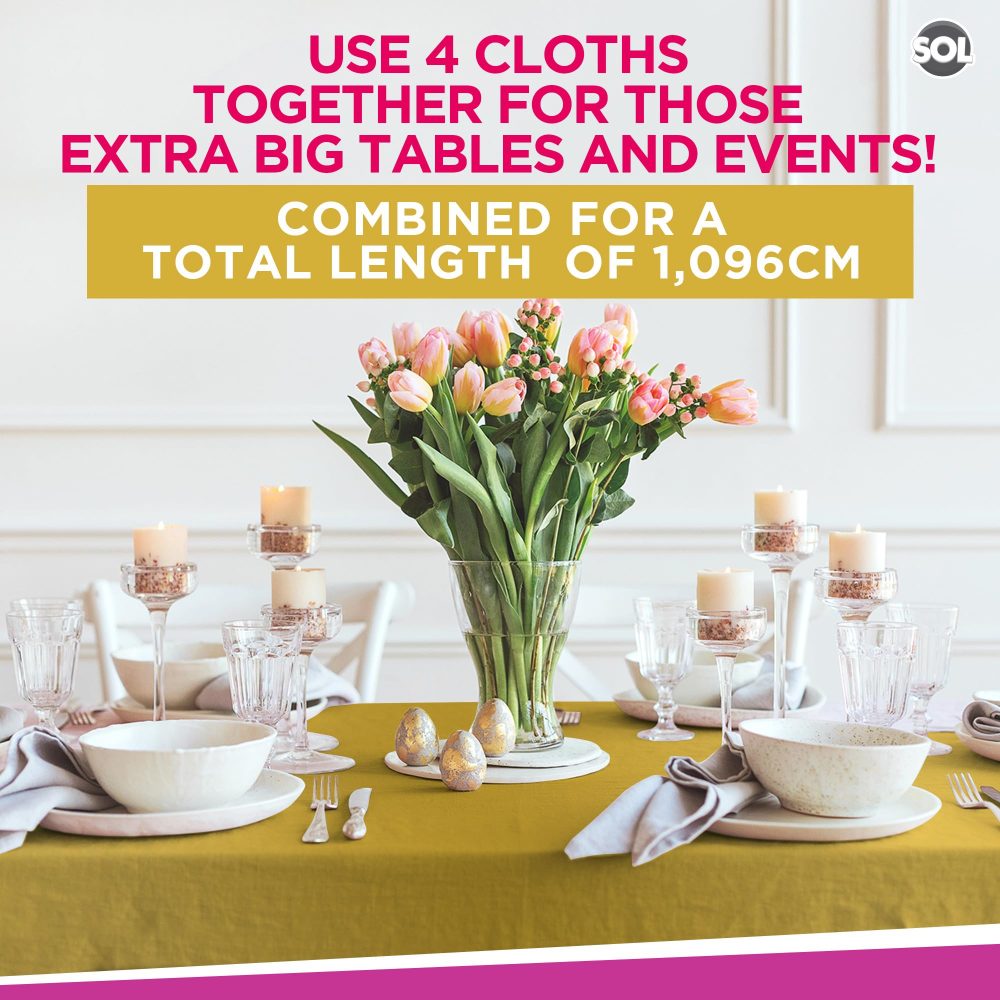 4pk Long Gold Table Cloth Party | 274 x 137cm | Plastic Table Cover Party Table Cloth Disposable Tablecloths for Parties | Plastic Tablecloth | Gold Disposable Tablecloth | Gold Plastic Table Cloth - Image 6