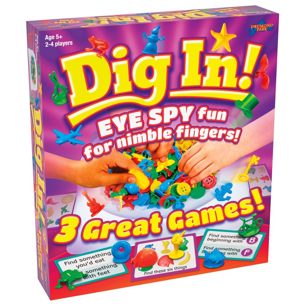 Drumond Park T73478 Dig In , Family Board Games for 2-4 Players, 3 in 1 Tabletop Games For Adults And Kids Suitable From 5+ Years