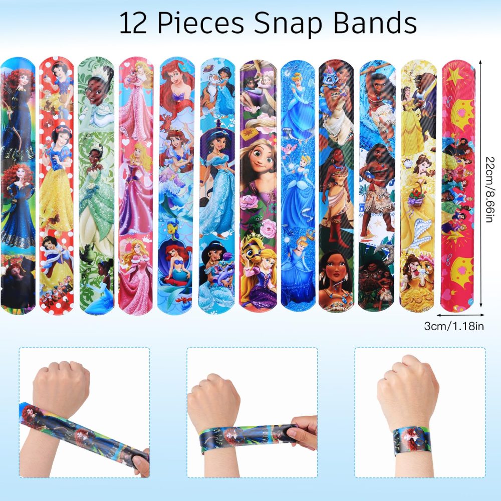24pcs Princess Party bag Fillers, 12 Sheets DIY Stickers, 12pcs Slap Bands, Party Bags with Make a Face Art Craft Stickers Party Supplies for Kids Boys Girls - Image 5