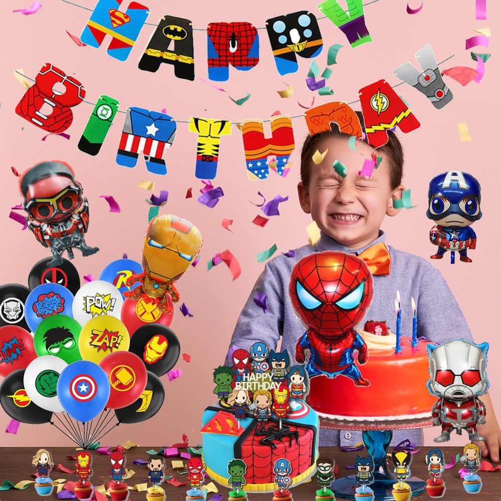 Superhero Balloons Marve‘l Cake topper Party Avenger Party Balloons Decorations Happy Birthday Party for Boys Birthday Party Decoration - Image 2