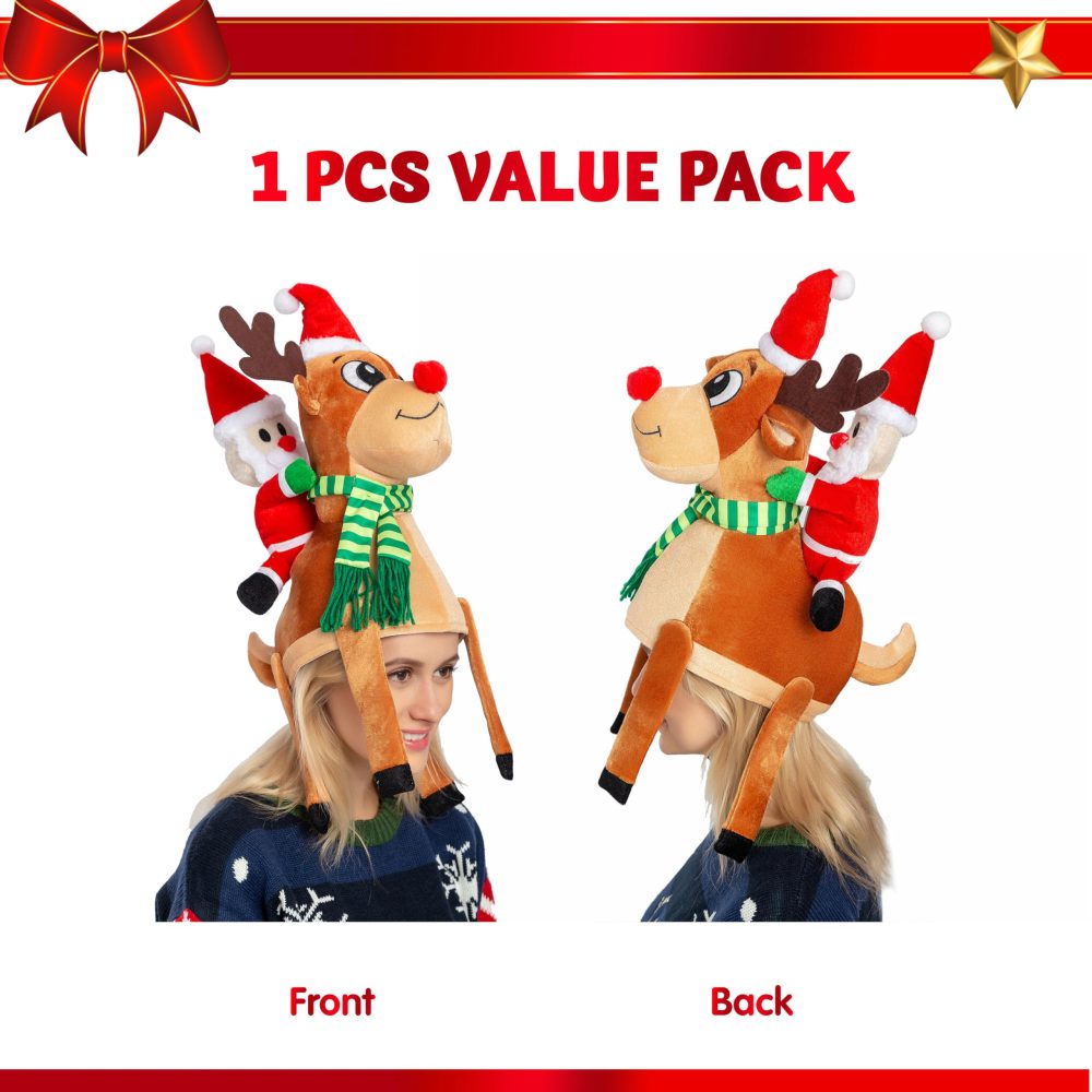 JOYIN Christmas Reindeer Hat Santa Riding a Reindeer for Cute and Festive Christmas Party Dress Up Celebrations, Decorations, Costume Accessories - Image 6