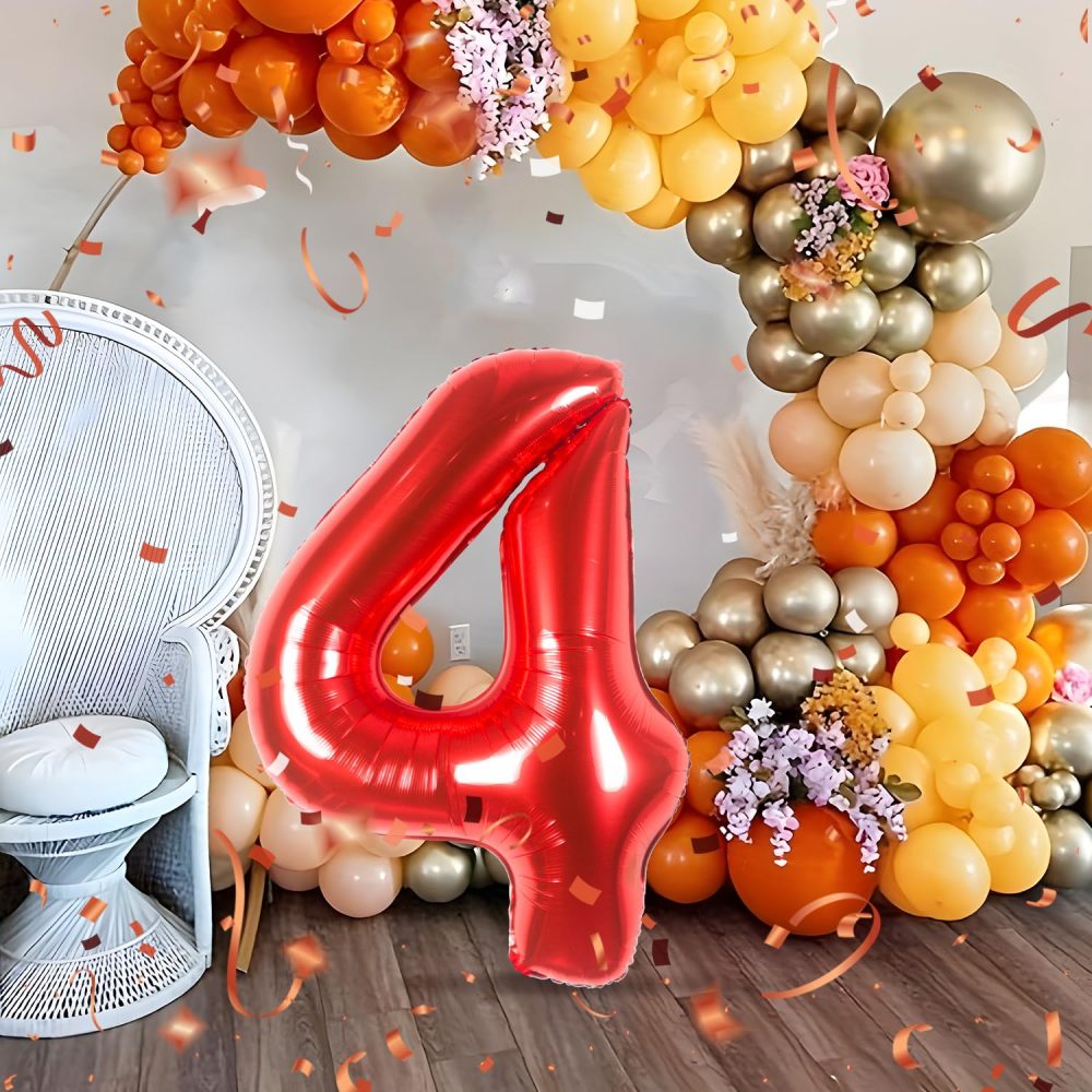 Number 4 Balloons 4,Red 4 Balloon 40 Inch Giant Helium Foil Number Balloons for Boys Girls Party Decor Birthday Anniversary Graduation Party Decorations Supplies - Image 5