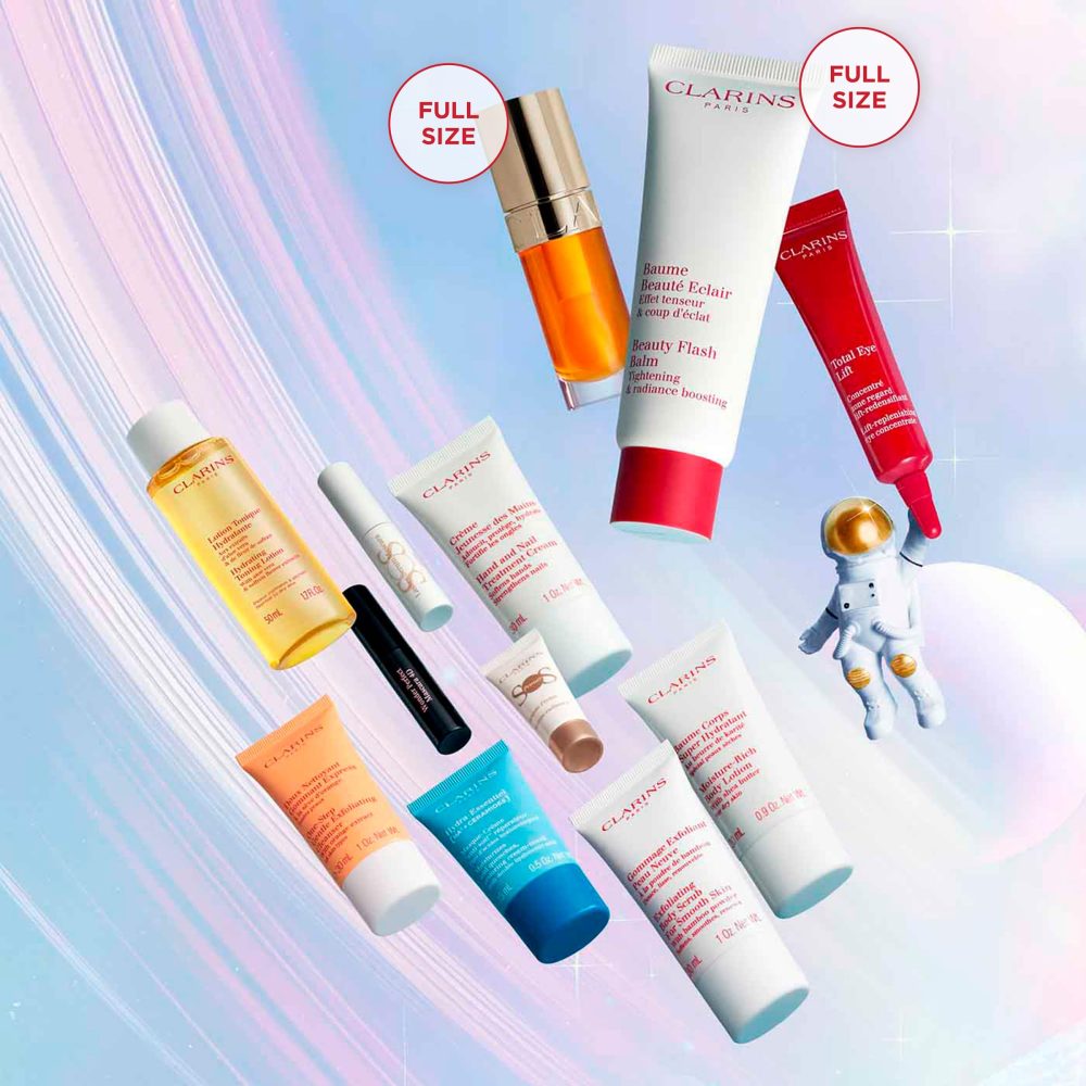 Clarins Christmas Gift Set | 12 Day Advent Calendar For Women | Worth £162 | Includes Full Size Beauty Flash Balm and Lip Comfort Oil 01 Honey - Image 3