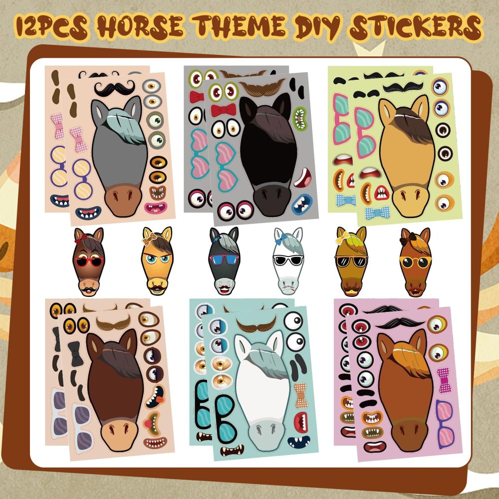 Moltby 110Pcs Horse Party Favors Supplies - Horse Birthday Party Supplies Include Mini Horse Toys Temporary Tattoos Silicone Bracelet DIY Stickers Gift Bags for Cowboy Cowgirl - Image 6