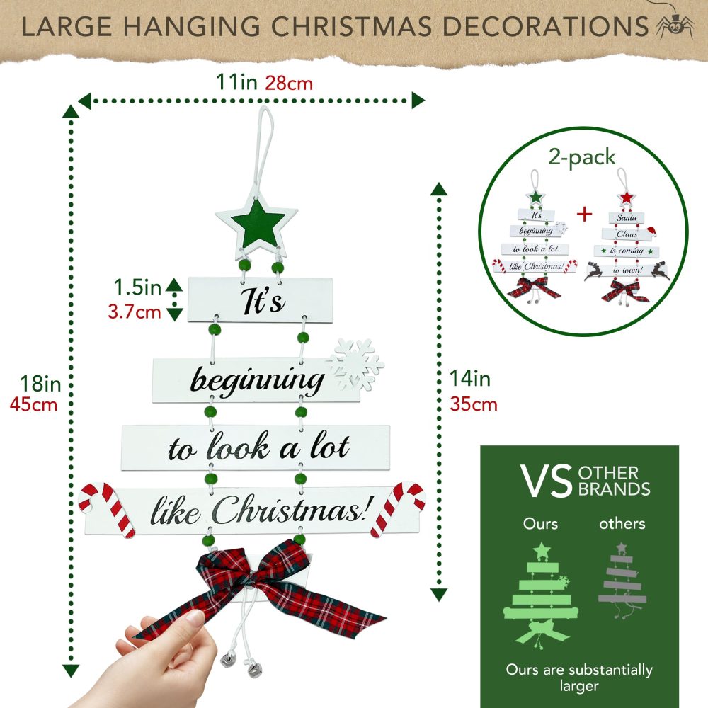 Premium Wooden Christmas Decorations - Large Hanging Christmas Decorations Indoor, Christmas Ornaments, Christmas Ceiling Decorations, Christmas Window Decorations, Christmas Room Decorations - Image 4