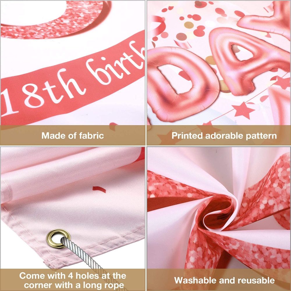 Happy 40th Birthday Banner Rose Gold Birthday Party Decoration Backdrop, 40th Birthday Poster Fabric Banner Photography Background for Girls Women, 110 x 180 cm (40th) - Image 5