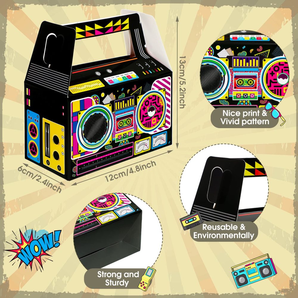 Zonon 24 Pcs 80s Party Favors Boxes 80s 90s Novelty Boom Box Party Decoration Gift Treat Goodie Candy for Party Favor Retro Radio Hip Hop Theme Table Centerpieces(New 80s) - Image 7