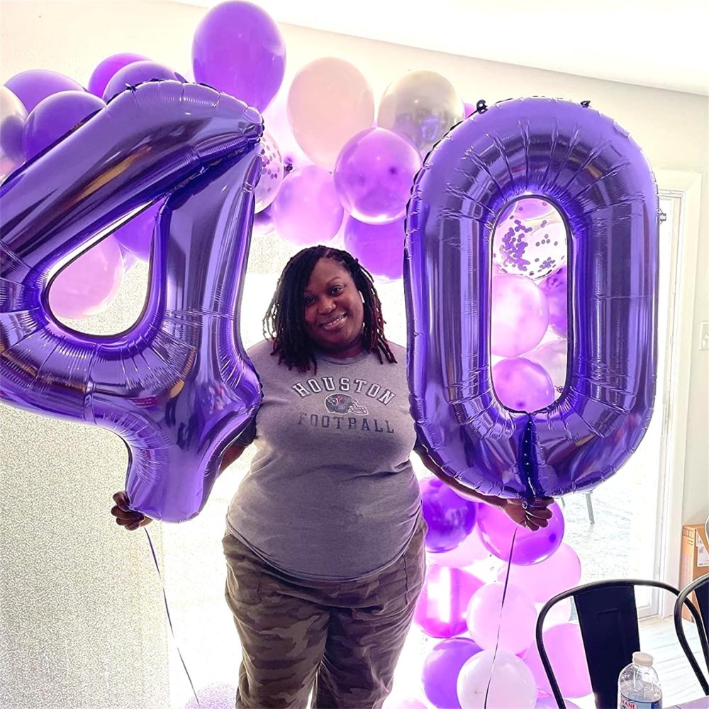 Purple Number 40 Birthday Balloons, 40 Inch Large Purple Mylar Foil Number 4 and 0 Balloons for Women, 40th Birthday Balloons for 40 Year Old Birthday Anniversary Party Decorations Supplies - Image 3