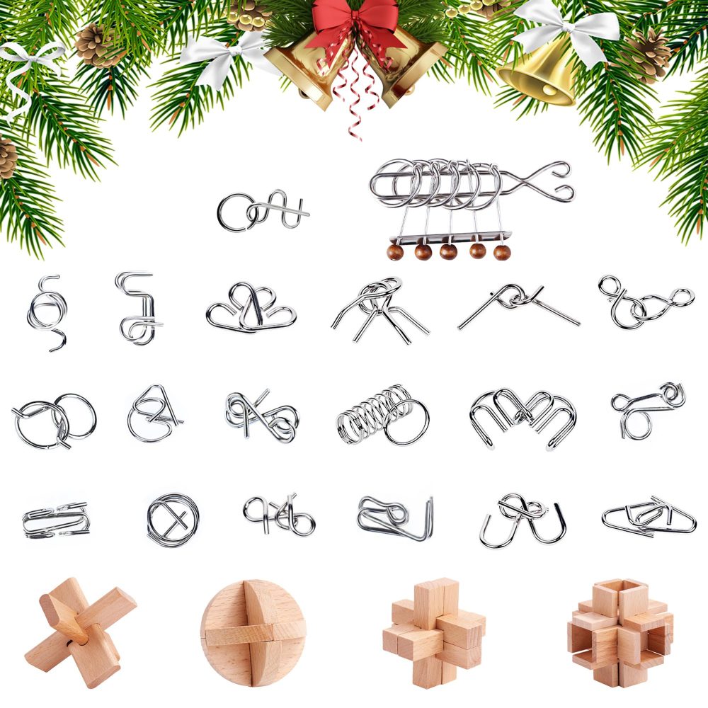 Advent Calendar 2024 Kids, Puzzle Advent Calendar 2024, Christmas Countdown Calendar 24 Pcs with Metal Puzzles and Wood Brain Teasers, 3D Puzzle Skill Games for Boys, Girls, Teens & Adults - Image 6