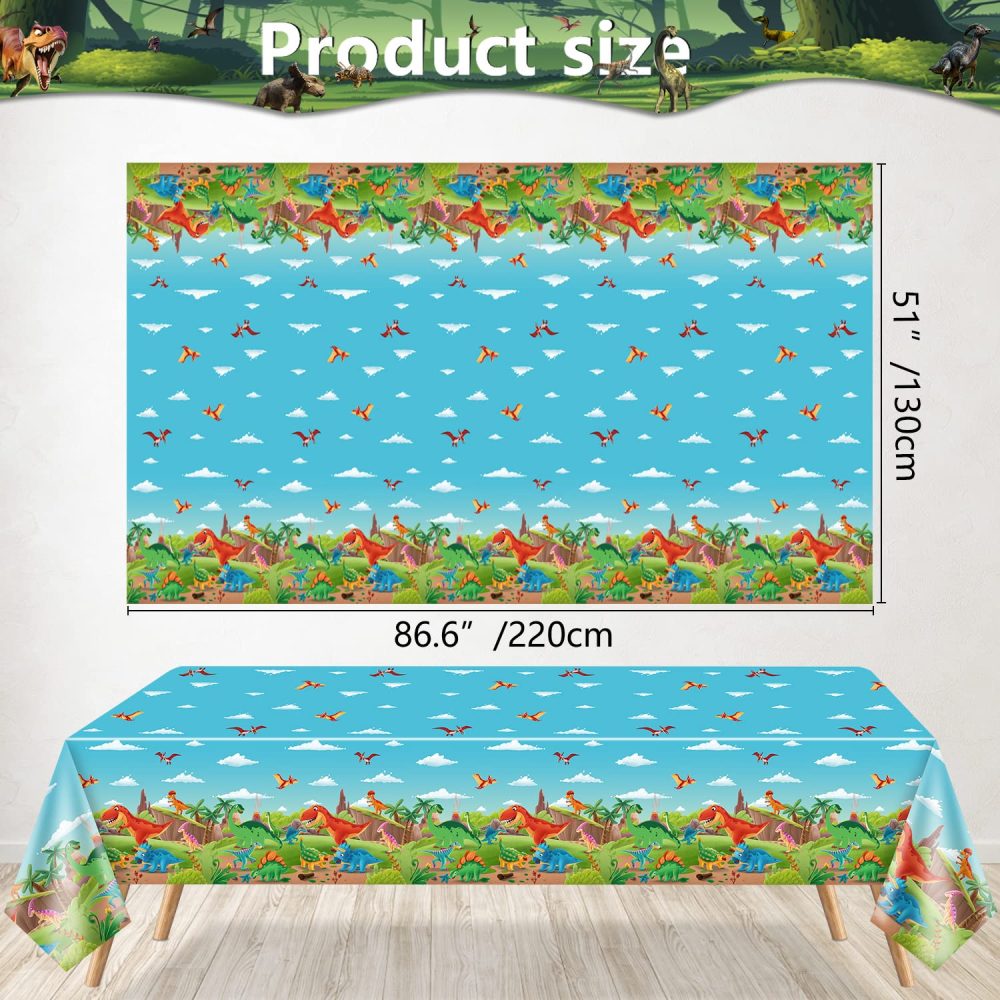 4PCS Dinosaur Tablecloth Dinosaur Party Decorations Dinosaur Party Supplies 86 x 51 inches Dinosaur Theme Table Cover Dinosaur Rectangle Plastic Table cloth dinosaur table cloths for birthday party - Image 8