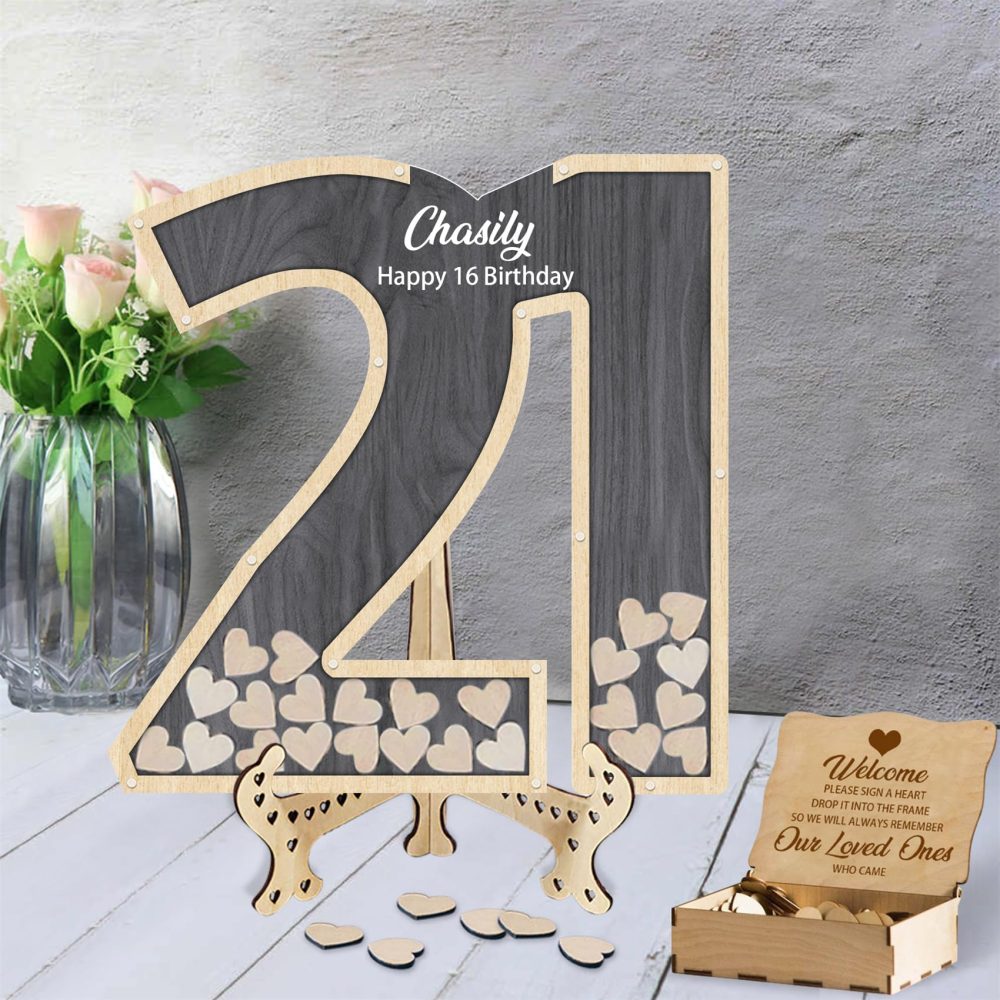 Personalized 21th Birthday Guest Book Alternative Custom Wooden Birthday Party Guest Book Alternative Birthday Signature Guest Book 21th Birthday Party Decorations Party Supplies Gifts