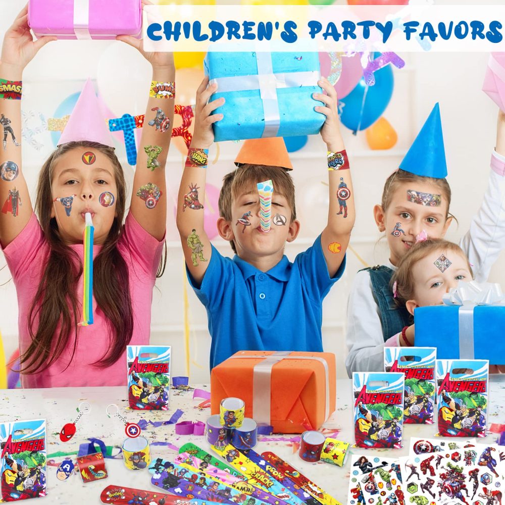 Cool Party Bag Fillers for Kids Boys Girls, 40Pcs Superhero Theme Assorted Toys Pinata Filler with Slap Bands Stickers Keychains Gift Bags Lucky Dip Prize Party Favours for Birthday Gift Halloween - Image 2