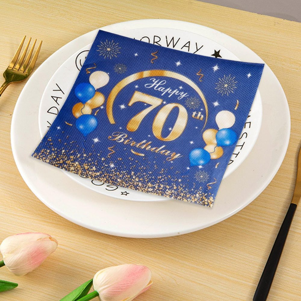 Yiran Happy 30th Birthday Navy Blue Gold Napkins, 20pcs Party Napkins, 30th Birthday Napkins Happy 30th Birthday Decorations Paper Tissues for Men,Women 30th Birthday Party Supplies Table Decoration - Image 3
