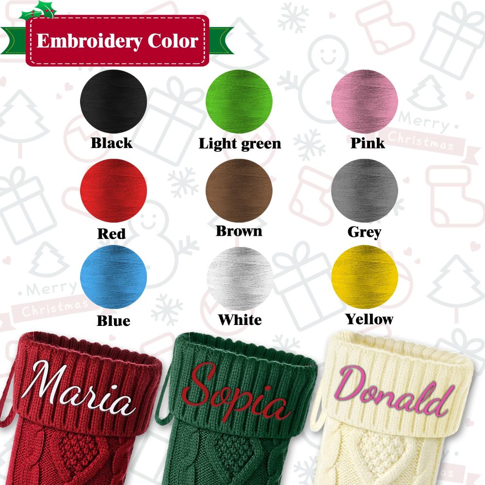 Udiyfun Personalised Christmas Stockings, Custom Family Christmas Stocking with Embroidered Name, 46CM Large, Customised Knitted Xmas Stockings, Christmas Hanging Decor, Gifts for Family 1 Pcs - Image 3