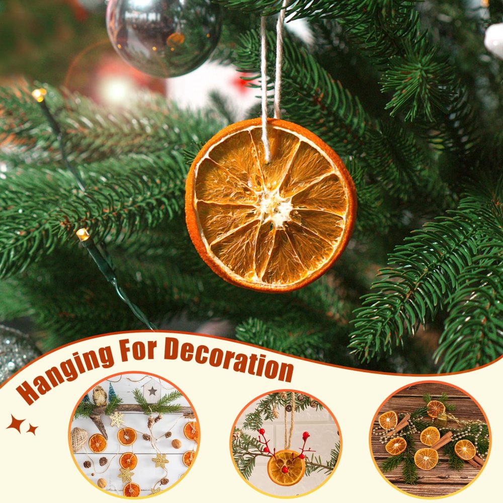 50 Pcs Dried Orange Slices, with 50Pcs Hemp Rope, Christmas Wreath Making Supplies for X-mas Tree Decoration, DIY Crafts, Present Wrapping - Image 4