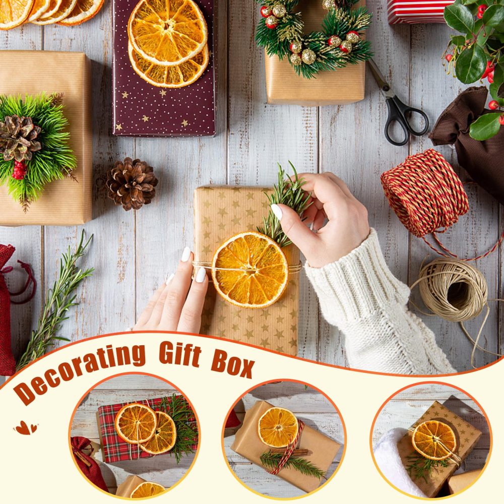 50 Pcs Dried Orange Slices, with 50Pcs Hemp Rope, Christmas Wreath Making Supplies for X-mas Tree Decoration, DIY Crafts, Present Wrapping - Image 3