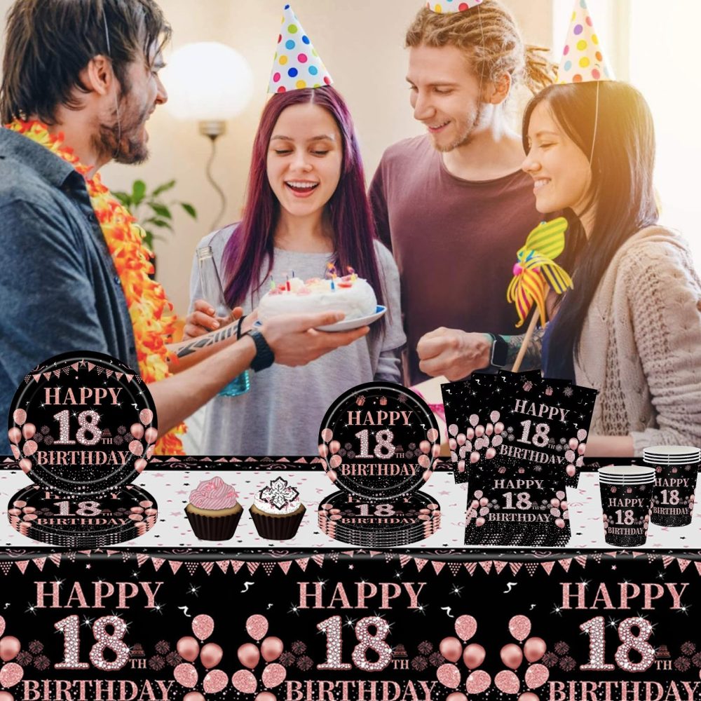 16Pack Paper Cups 18th Birthday,Black Rose and Gold Cups 235ml,Disposable Party Cups Paper Cups Black Rose Gold 18th Birthday Cups Party Tableware for Girls,Kids,Her 18th Birthday Party Supplies Table - Image 4