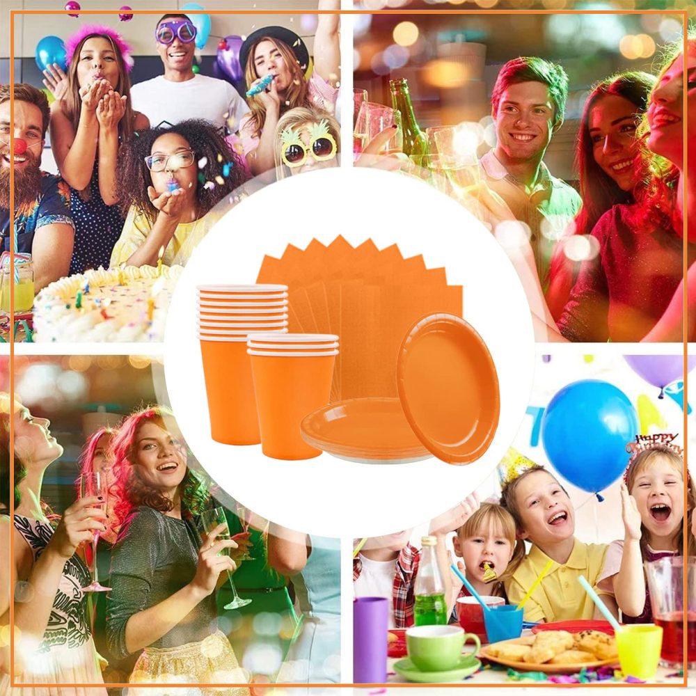 Orange Napkins 33cm,20Pcs 2Ply Solid Colour Party Paper Napkins Orange,Beverage Luncheon Napkins Serviettes Napkins Dinner Napkin Cocktail Napkins Bar Napkins for Caddy,Birthday Parties - Image 2