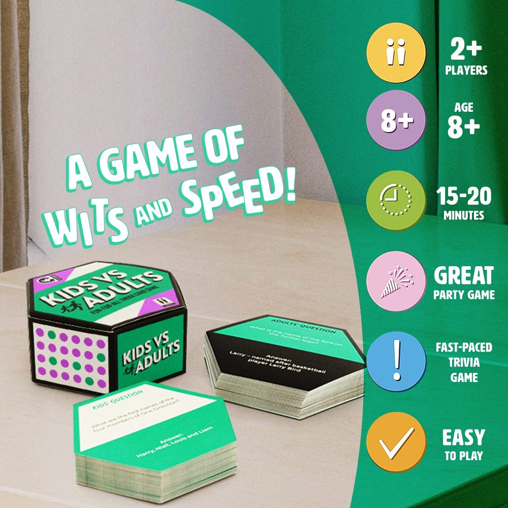 Ginger Fox Kids vs Adults Fun-for-All Trivia Card Game, Family Games for Ages 8+, Show Who s The Boss by Correctly Answering Trivia Cards, Fun Games for Family Game Night - Image 5